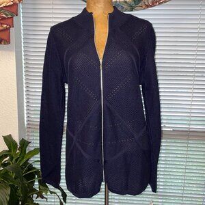 NWT $100+ Navy Blue Knit Cardigan Sweater SKOVHUUS Made in Denmark M
